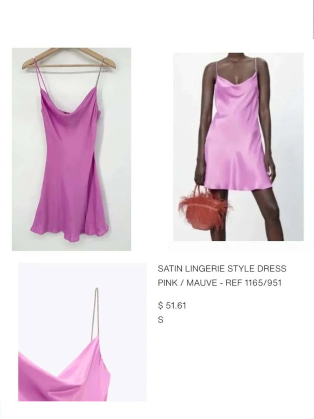 ZARA Satin Rhinestone Strap Slip Dress Cowl Neck Spaghetti Strap Mini Party NWOT